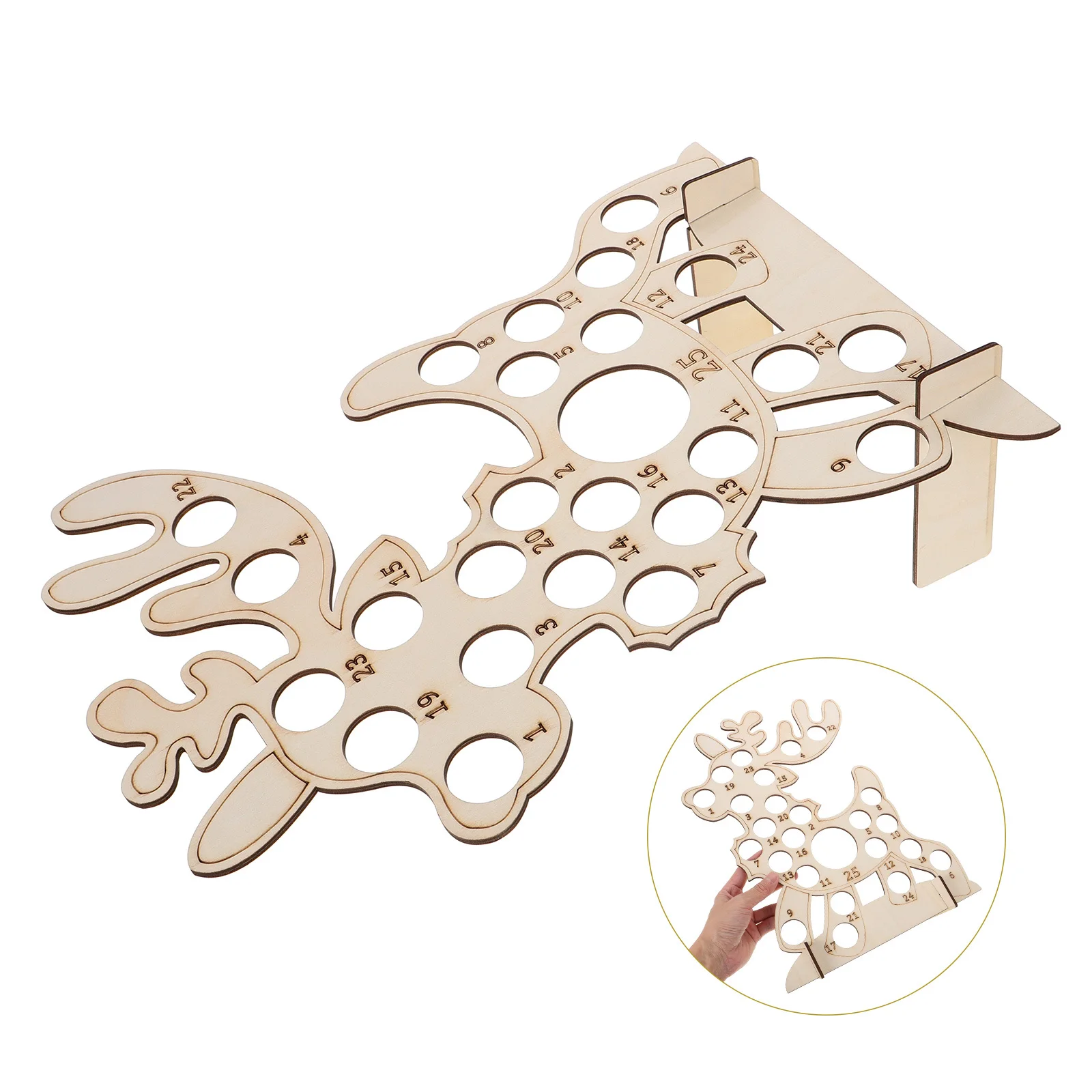 

1Pcs Wood Christmas Countdown Calendar Chocolate Rack Smooth Surface DIY Paintable Xmas Chocolate Display Christmas Calendar