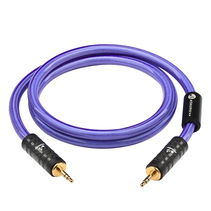 ATAUDIO HiFi 3,5 mm Stecker auf Stecker AUX-Audiokabel OCC versilbertes 3,5 mm Stereokabel für Autotelefon-Kopfhörer-Verbindungskabel 3