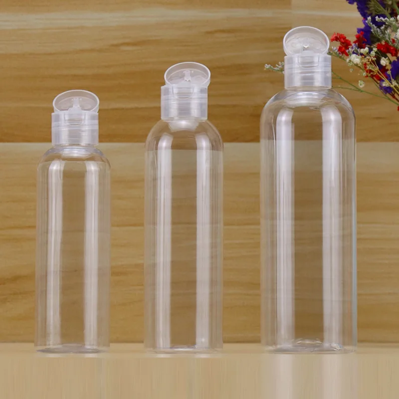 10pcs100/120ml pet bottle small mouth transparent bottle slender reagent bottle white cap plastic bottle Squeeze Bottle Flip Cap