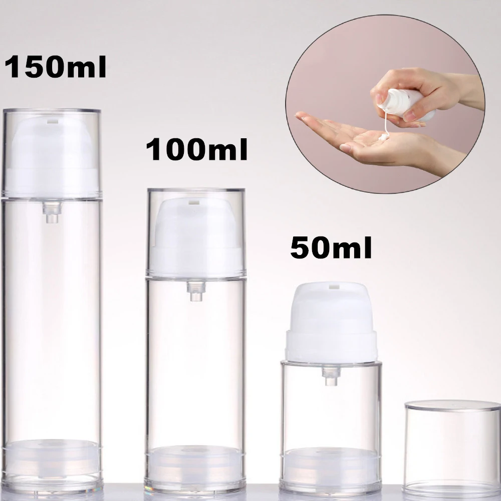 Botellas vacías al vacío de 50/100/150ml, contenedor de cosméticos de viaje, botella de bomba de loción, botella sin aire para crema Facial,