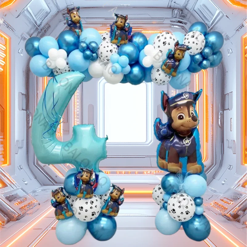 105pcs Cartoon Paw Patrol Aluminum Foil Balloons Set Number Birthday for Birthday Party Baby Shower Decorations Gifts