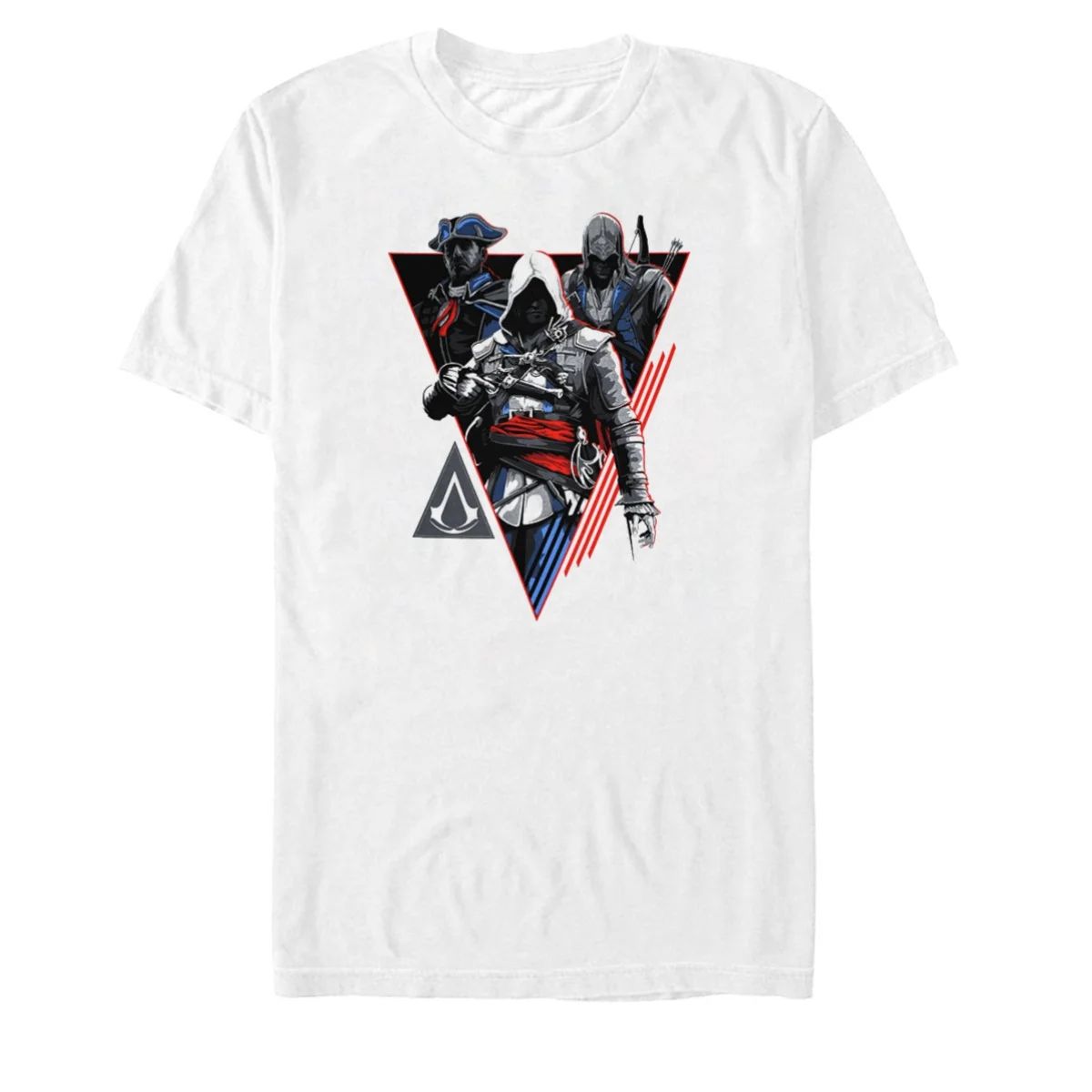 T-shirt décontracté en coton avec motif Assassin's Creed Linear White pour hommes et femmes, streetwear d'été