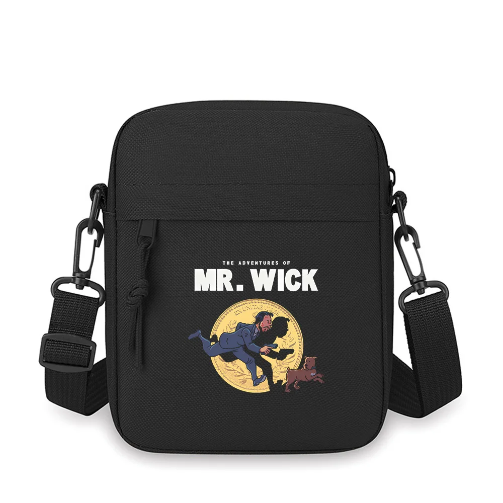 Running man dog shadow action gun Men Crossbody Bag Single Shoulder Women Cartoon Anime Film Printing Design Unisex
