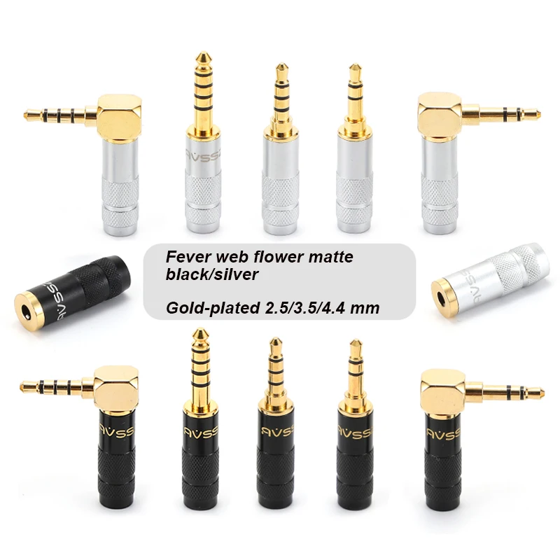 Gold Plated S3.5-WG/2.5/3.5mm Audiophile Jack 3 Section 4 Stage 2 Stereo Headphone MIC Solder Head DIY Elbow 90 Degrees L Straig