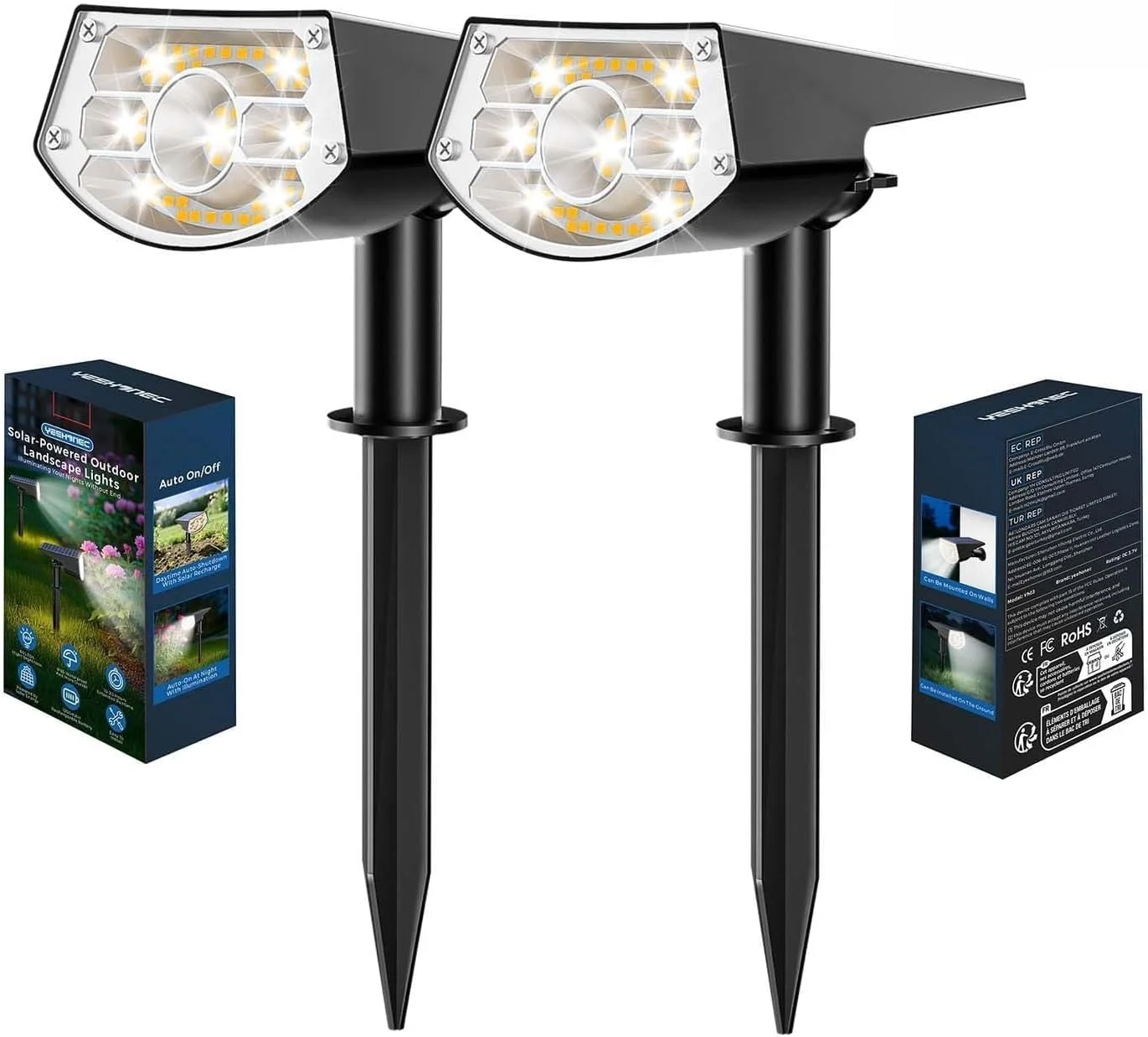 

Solar Lights Outdoor 60 LED IP65 Waterproof 2 Brightness Levels 10-20 Hours Running Time Pathway Patio Driveway Outdoor Lighting