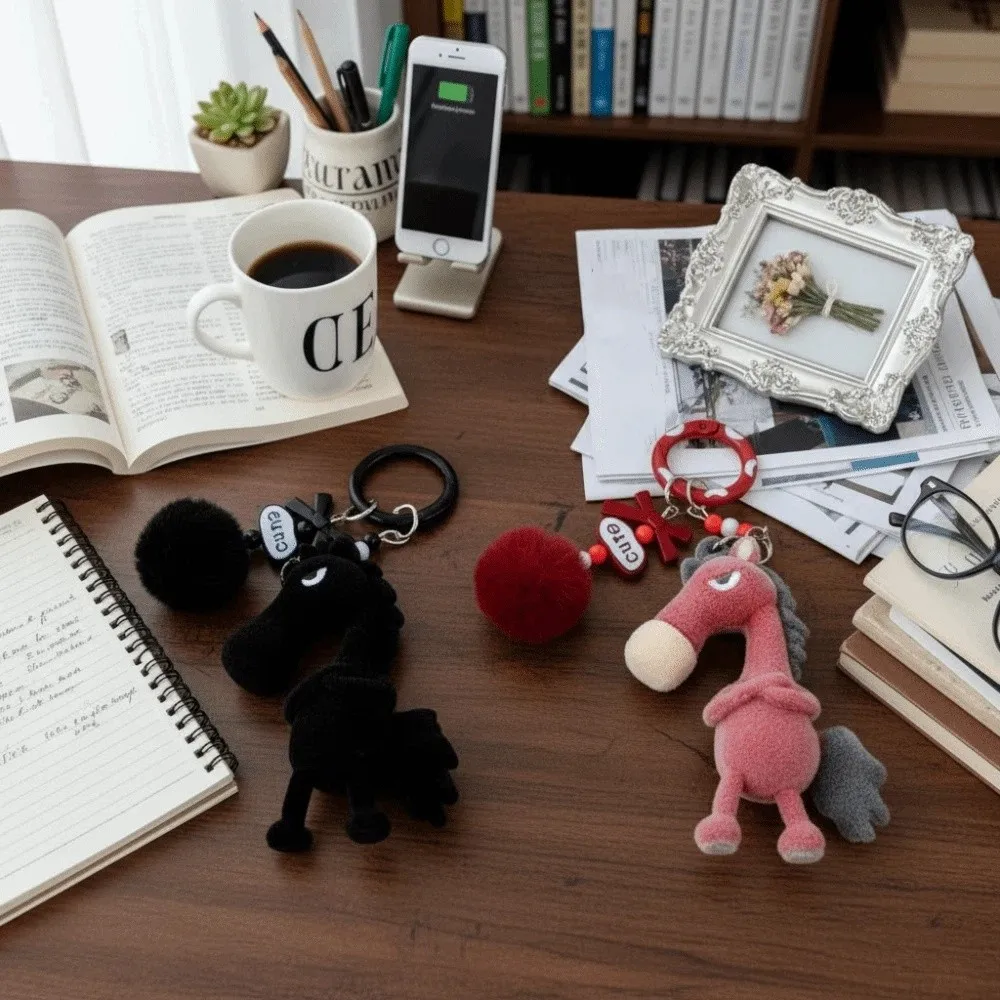 Interesting Elegant Year of the Horse Keychain Animal Chinese New Year Zodiac Pendant Adorable Mascot Pony Bag Charm Home