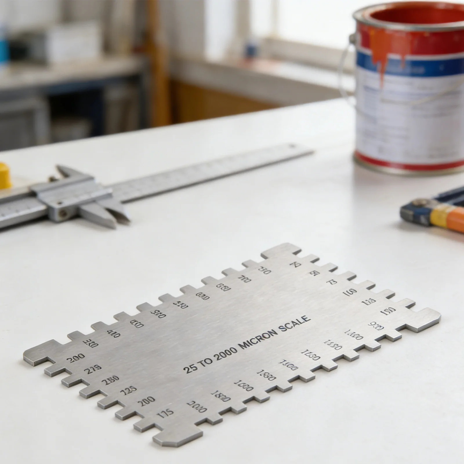Silver Square Wet Film Comb Gauge 25-2000um StainlesSteel ThicknesTester Tool For Varnish Construction Work