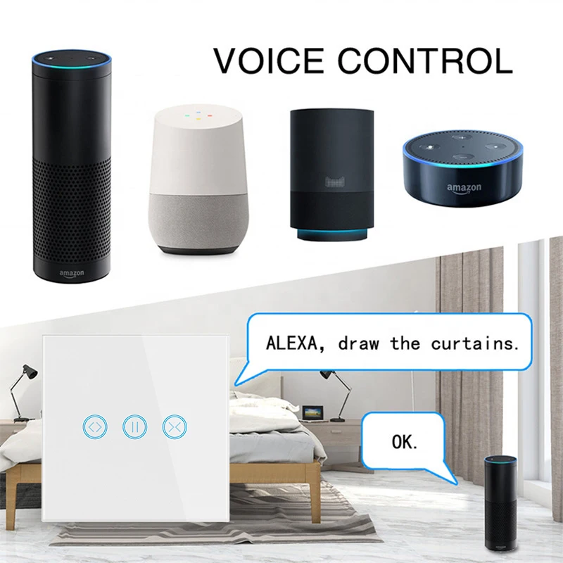 

PSSRISE Tuya WiFi Smart Curtai Switch EU Smart Glass Panel Wall Touch Switch Smart life APP Control Works with Alexa Google Home
