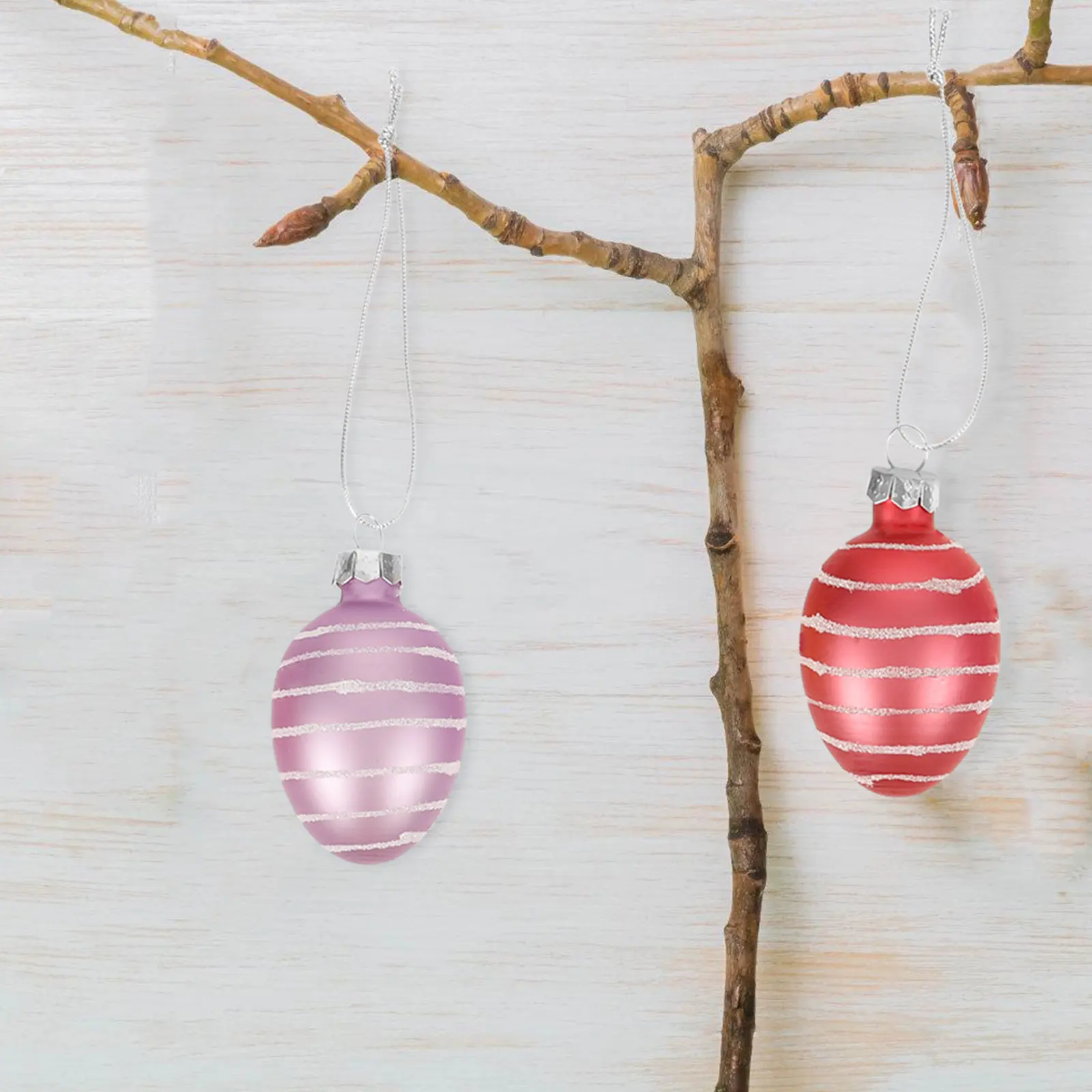 12Pcs Glass Egg Hanging Ornaments Exquisite Easter Hanging Decorations Home Easter Party Decor Festival Style Egg Ornament - Detail 1