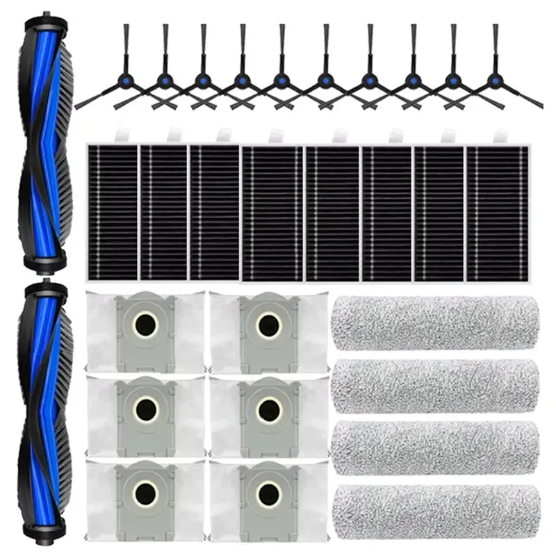 Hot-For Ecovacs X8 PRO OMNI Robot Vacuum Cleaner Main Side Brush HEPA Filter Dust Bag Roller Mop Parts(30Pcs)
