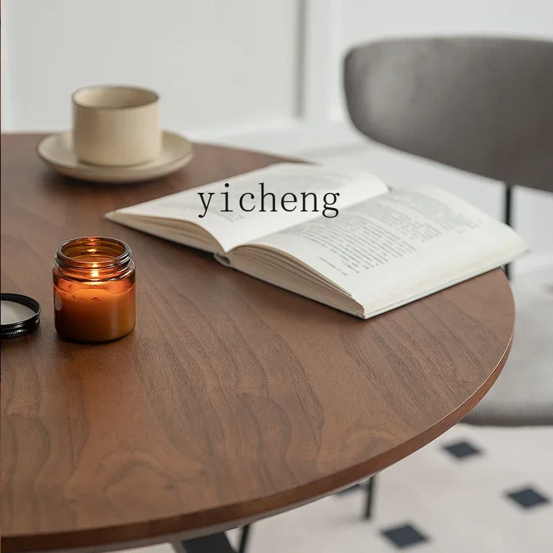 solid wood dining table small household round table restaurant dining table reception negotiation