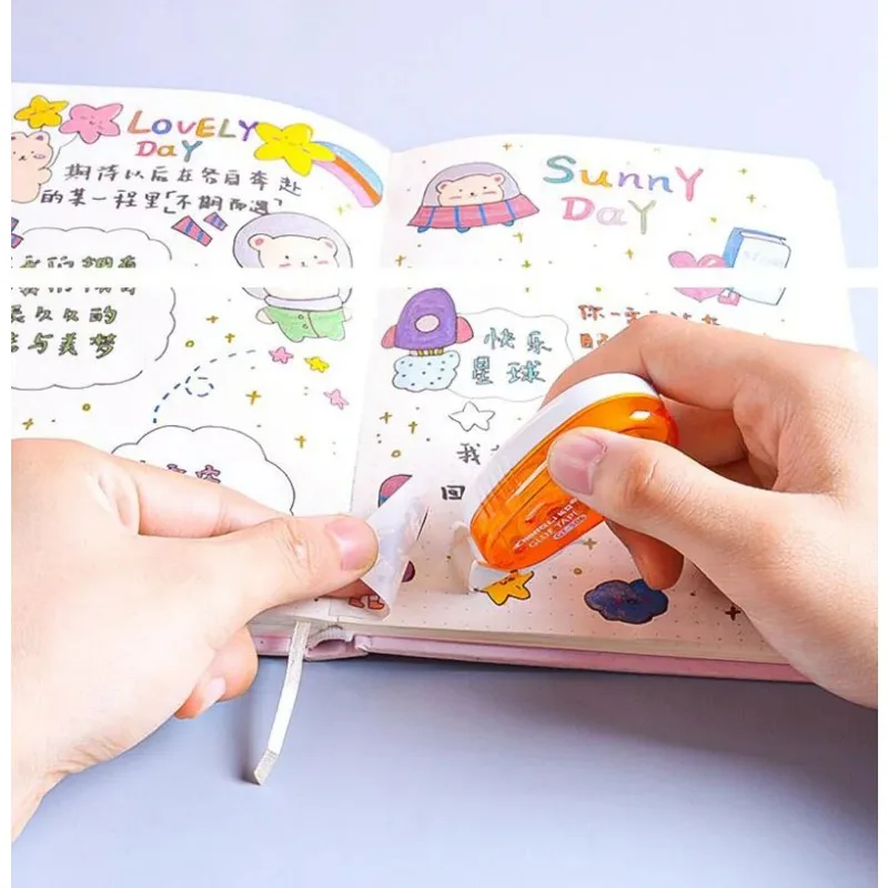 1-3ชิ้นเทปกาวสองหน้าและเทปเติมสำหรับตกแต่งสมุดอุปกรณ์สำนักงานเครื่องเขียน8มม. X 5ม.