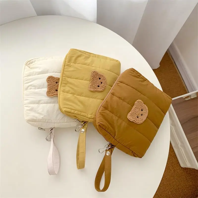 Organizador de pañales de oso para bebé, bolsa reutilizable impermeable con estampado de moda, bolsa húmeda/seca, bolsa de almacenamiento para mamá,