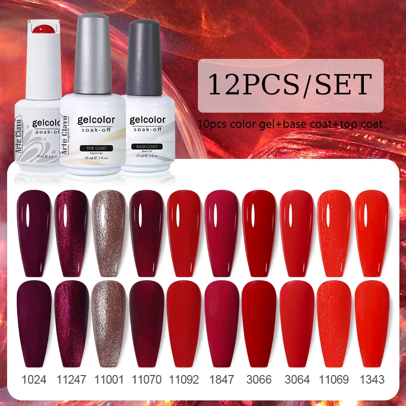 Arte Clavo 12 stks/set 15 ML Kleuren Nagelgel Polish Nail Art Vernis LED UV Top Coat Nagelgel Ongle semi-permanente Manicure Losweken