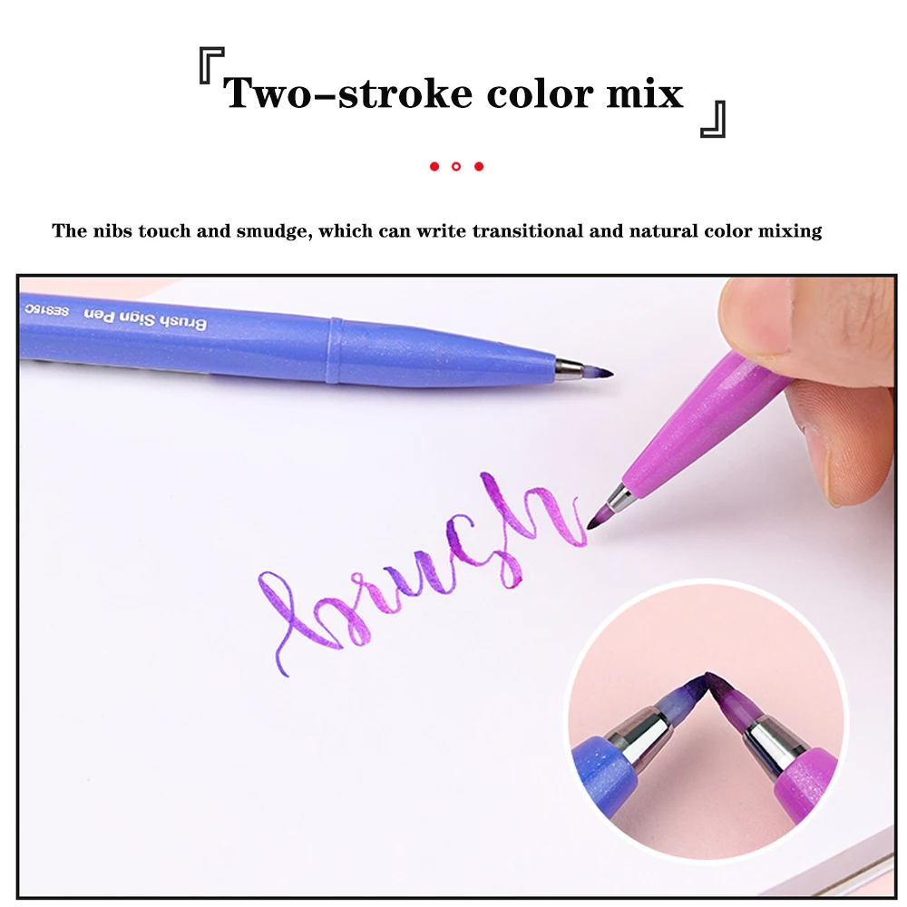 Japan PENTEL Touch Color Soft Head Pen Brush SES15C Hand Account Greeting Card Flower Body Thickness Controllable Art Stationery