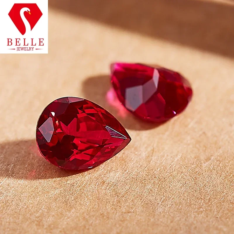 

HP Brilliant Pear Cut Hot Sale Natural Lab Grown Ruby Moissanite VVS1 AGL Certificated Diamond Beads for Jewelry Making Charms