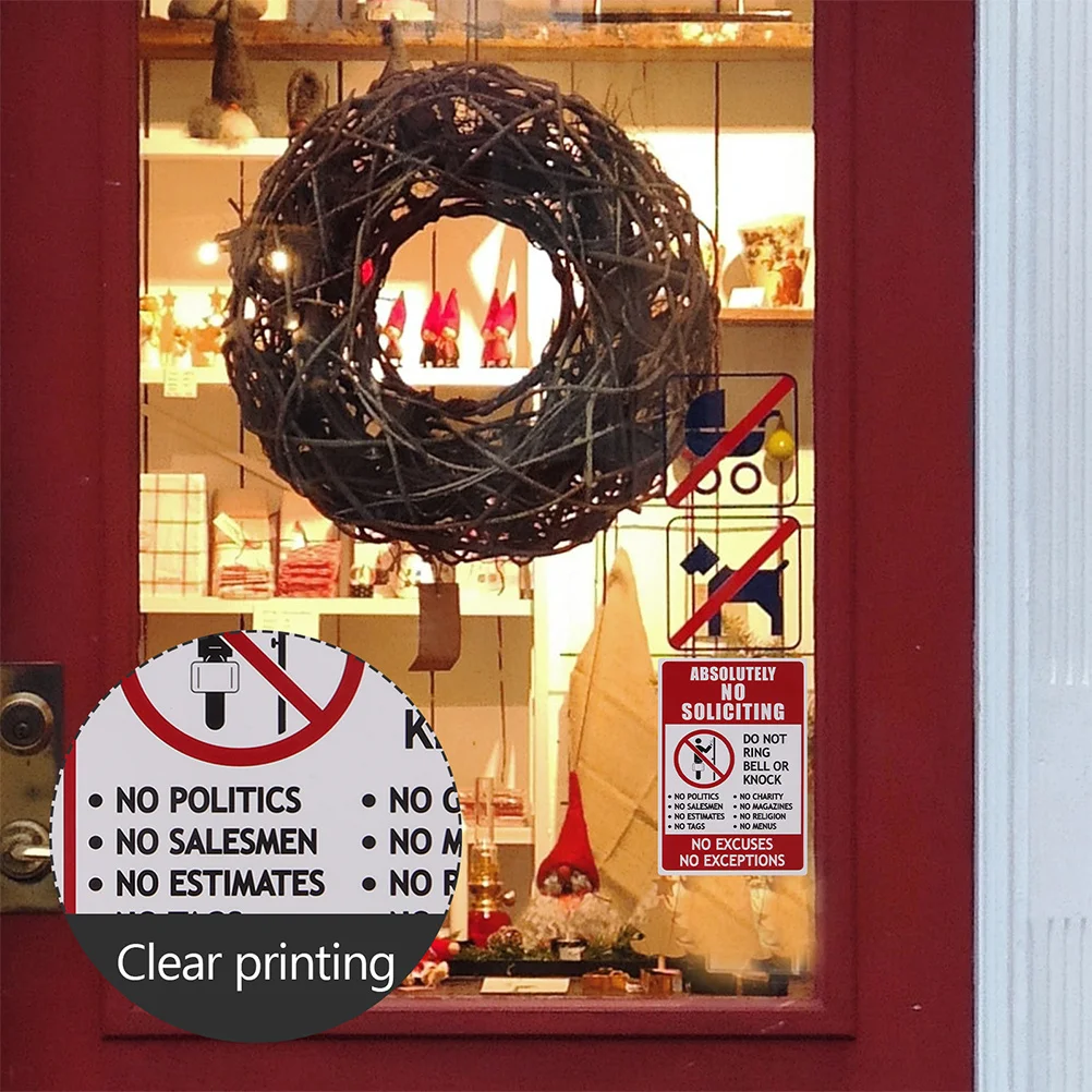 

4pcs No Entry Stickers Durable Pvc Waterproof Sign Clear Strong Adhesion Do Not Knock Ring House Door Use Easy Apply