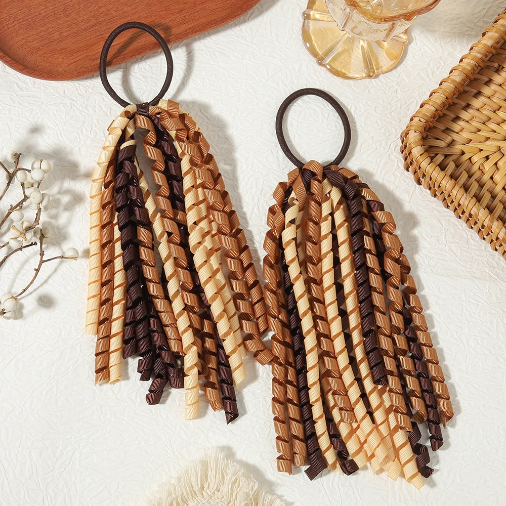 2 Stück/Set Satin-Quasten-Stirnband und Pferdeschwanzhalter, geeignet für Mädchen, dekoratives Haar-Accessoire für WM-Partys – Detail 12