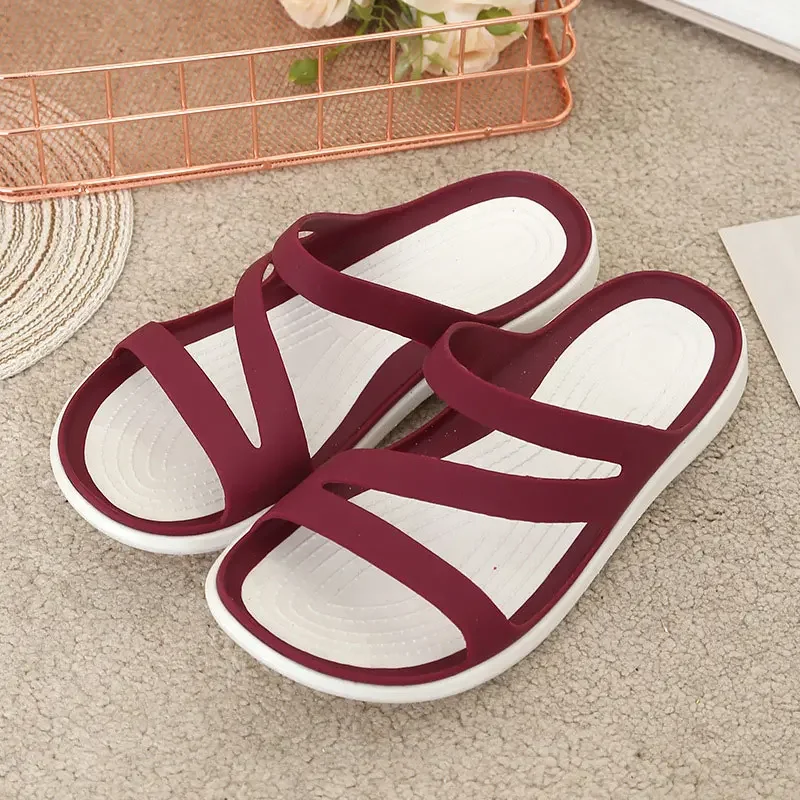 2024 Summer Slippers Women Jelly Shoes Ladies Flat Beach Shoes Casual Sandals Comfort Non Slip Flip Flops Female Slides