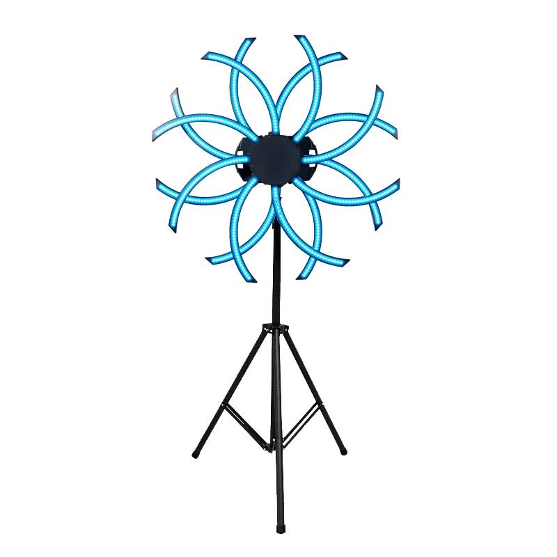 360° Dual-Layer Rotating Fan Stage Light, LED RGB 3in1 Windmill Pixel Light for Party Club Show
