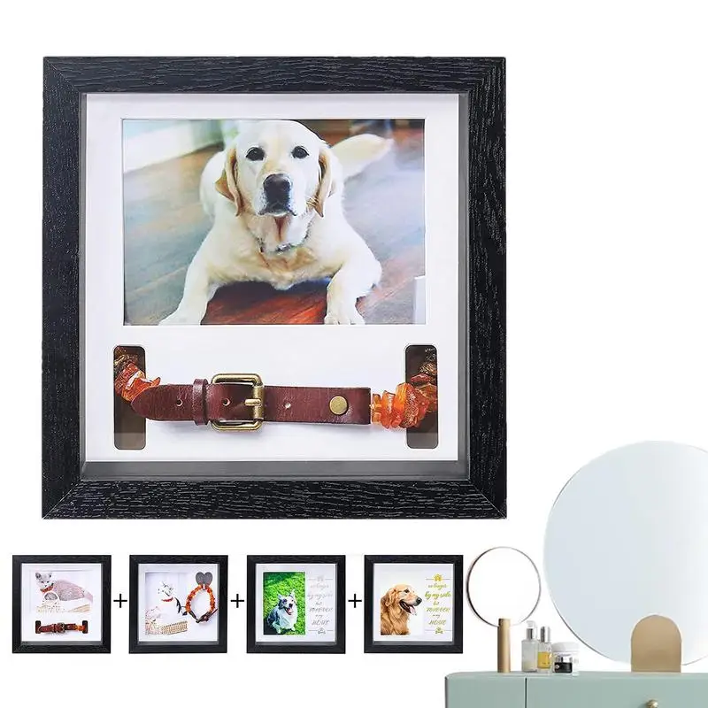 Pet Frame Engrave Personal Wooden Dog Picture Frame Pet Collar Memorial Sympathy Gifts Picture Frame Home Decoration