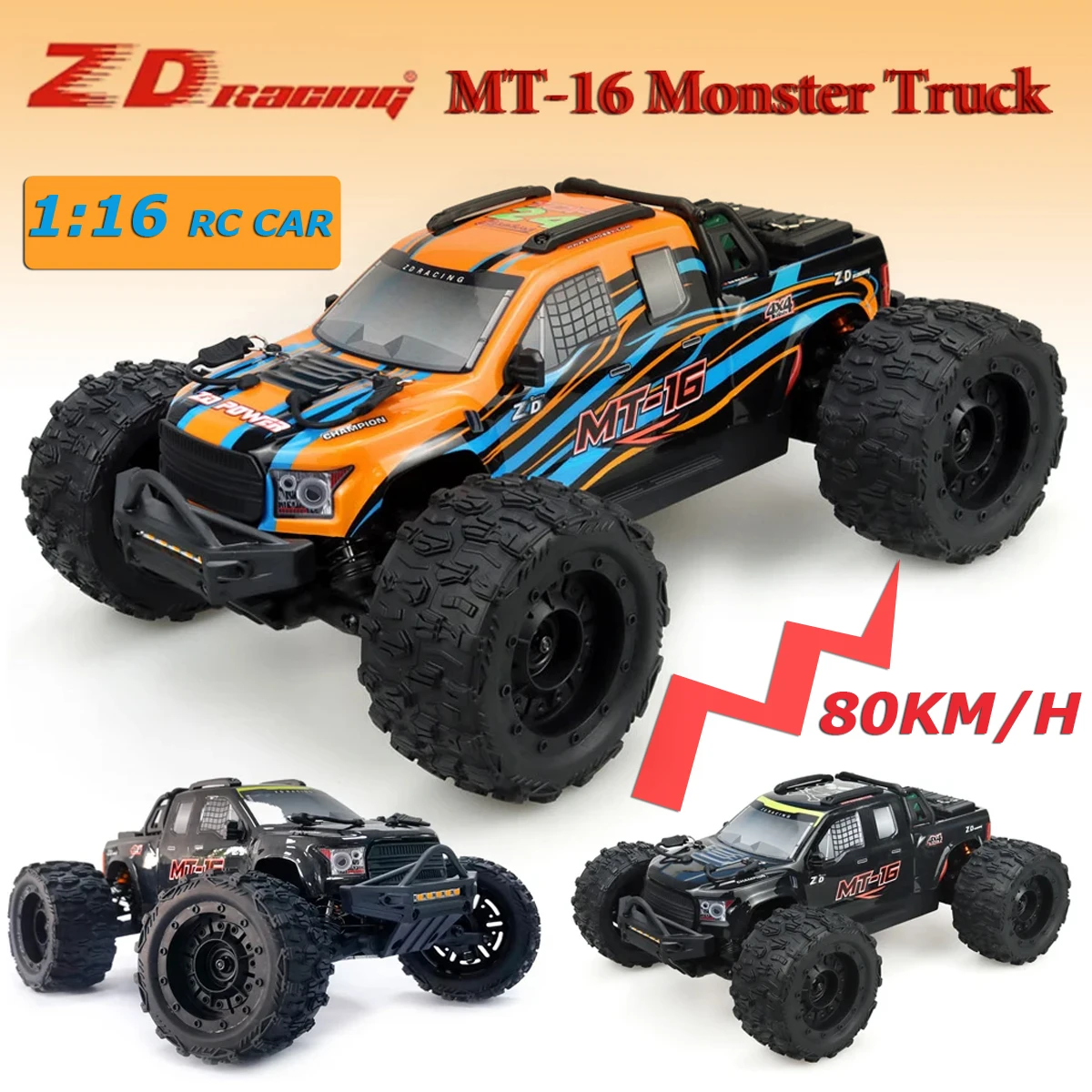 

ZD Racing Remote Control MT-16 RC Car 1:16 4WD 2.4GHZ 4CH RC Monster Truck Car MT16 2845 Motor 35A ESC 80Km/h for Kids Adults