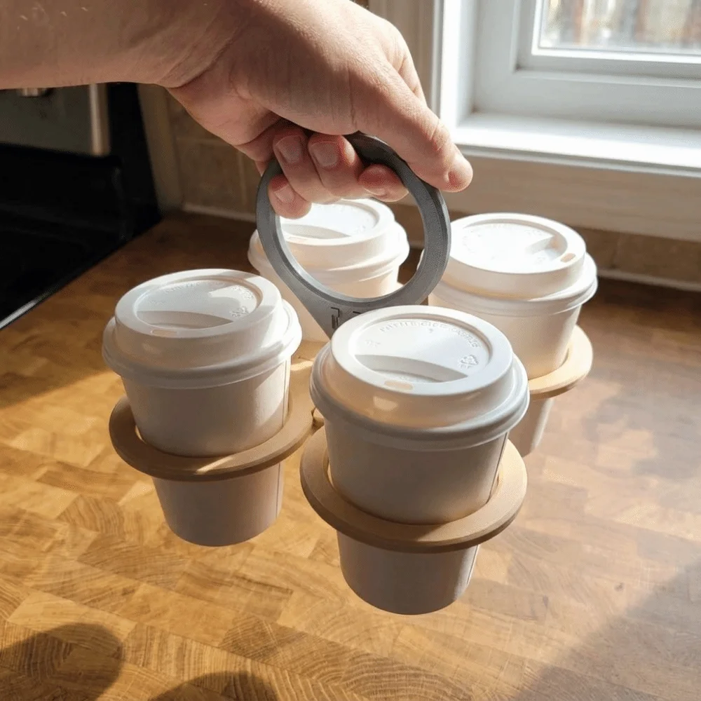 Plastic Butterfly Shape Drink Carrier Folding Reusable Folding Cup Holder with Handle Anti Scalding Drink Holder Bar Tool