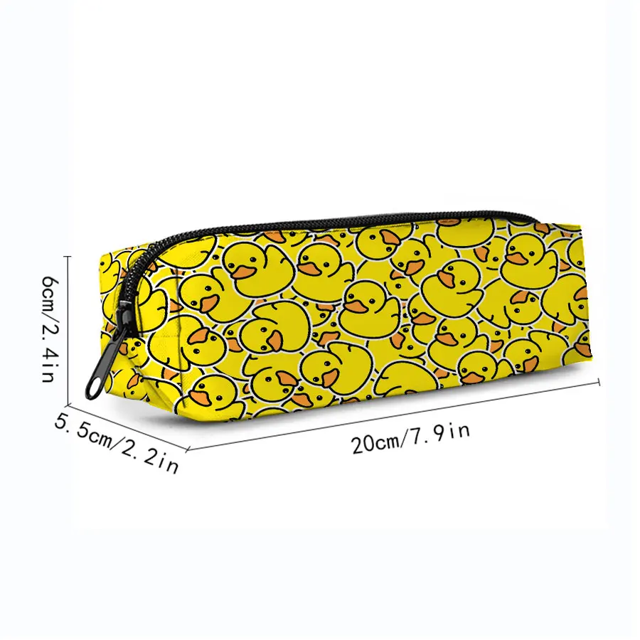 Hot Sales Yellow Duck Single Printed Pencil Case For Boy/Girls Children Best Gifts 2D Flat Cartoon School Supplies Pen Bag