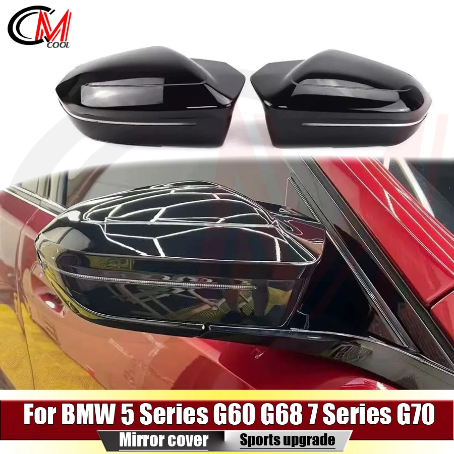 For BMW 5 Series G60 G68 7 Series G70 Rearview mirror cover Glossy black rearview mirror cover reverse mirror housing body kit