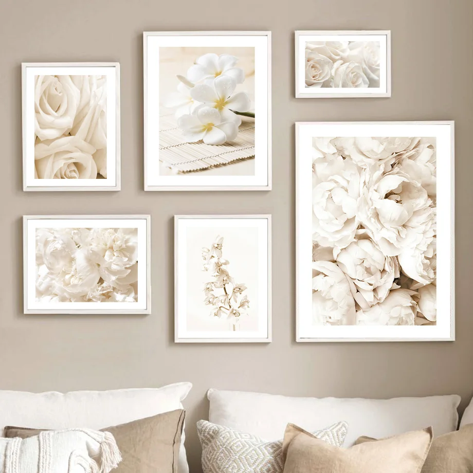 Rosa crisantemo Magnolia peonía flor cuadro sobre lienzo para pared carteles nórdicos e impresiones de imágenes de pared para decoración para sala de estar