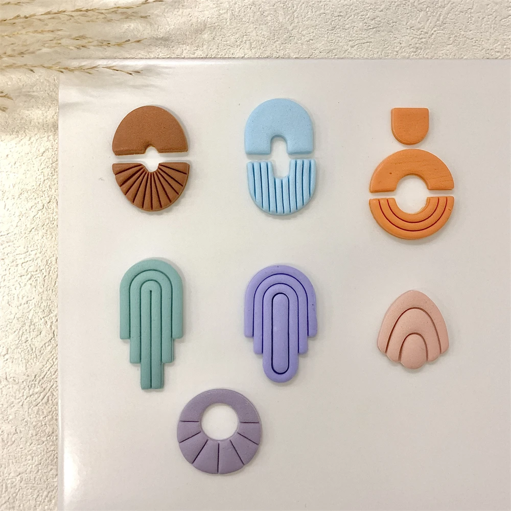 Geometrie Bogen Form Polymer Clay Cutter Form Regenbogen Runde DIY Ohrring Anhänger Schmuck Schneiden Sterben Manuelle Form Weiche Keramik Werkzeuge – Detail 2