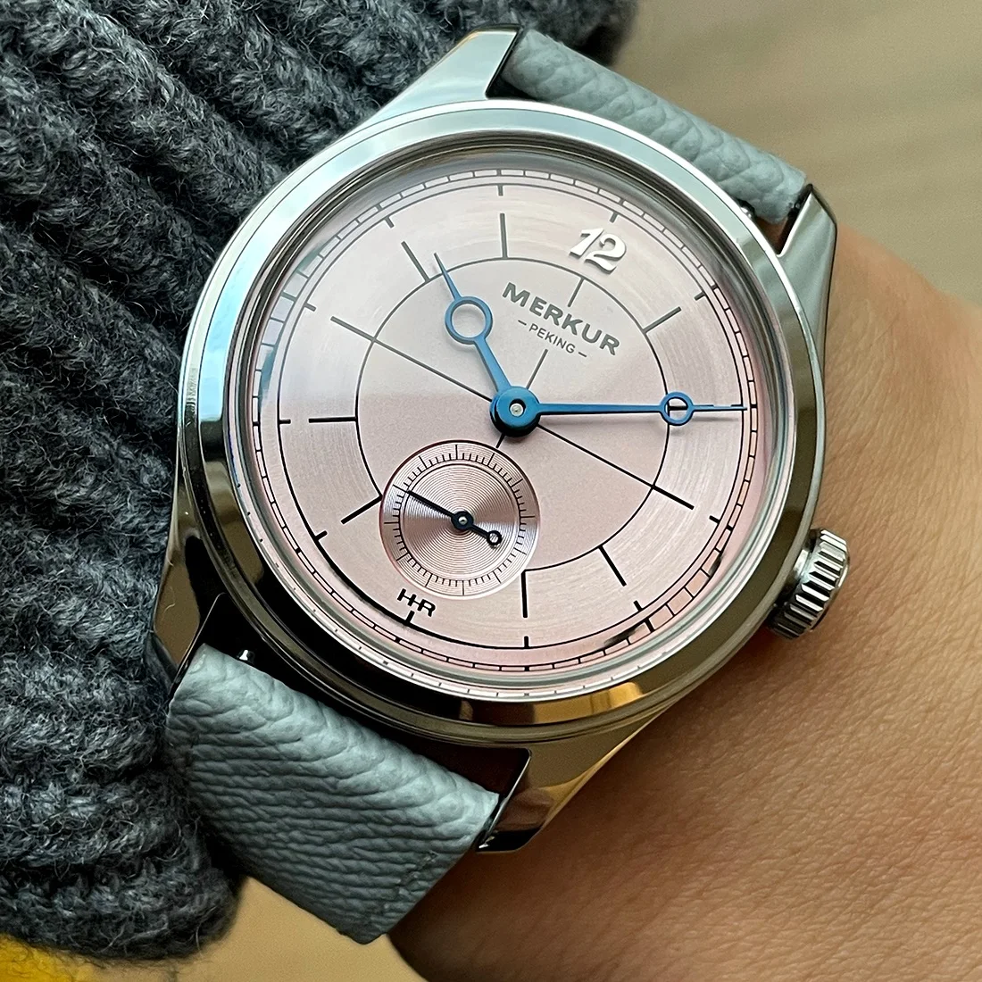 The New MERKUR Cross Line Sector Dial Purple Retro Casual Watch for Men Business Series Manual Chorded Watch Relogio Waterproof