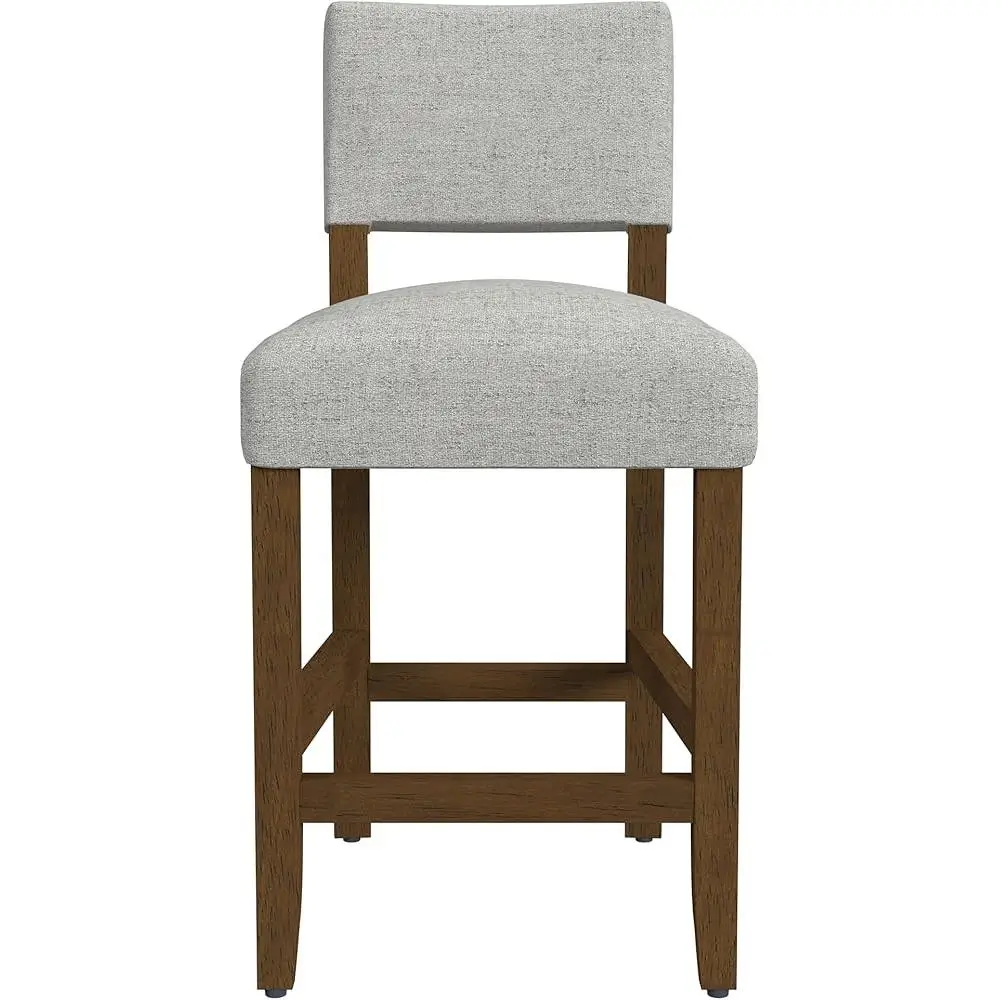 Open Back Counter Stool Dining Room Kitchen Chair Fabric Upholstered Stool Comfortable Seating Durable Wood Frame Easy