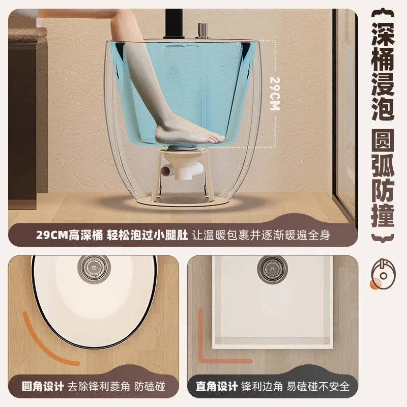 Foot soaking pool Deepened goose egg-shaped ceramic foot washing pool Bathroom Foot soaking basin Multifunctional pool Mop