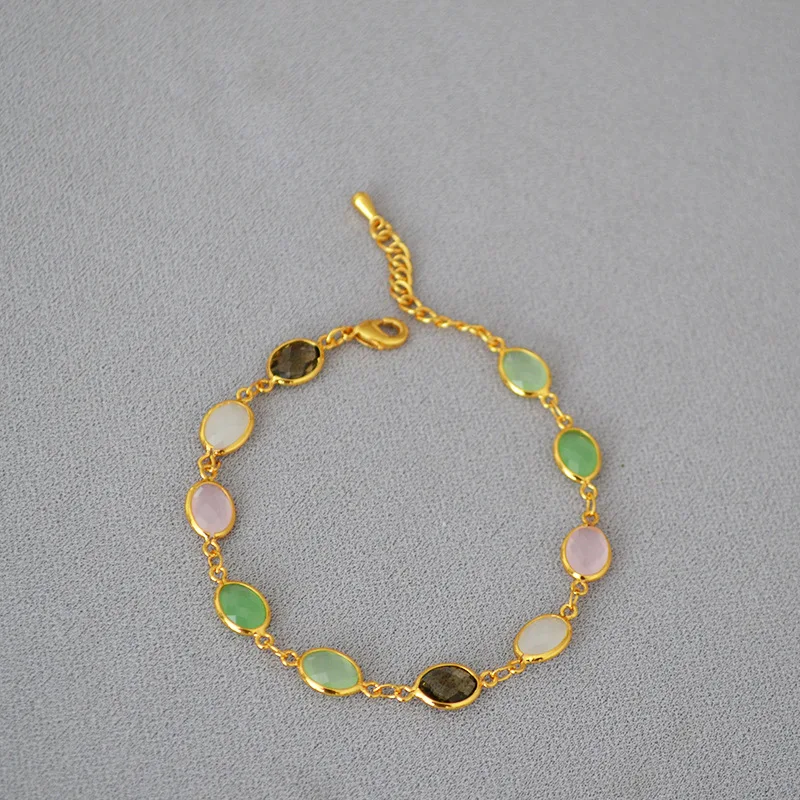 

Натуральный многоцветный браслет из драгоценных камней для женщин, исцеляющий браслет с эмоциями, высокое качество, позолоченный 18 К, женский сладкий подарок-бижутерия