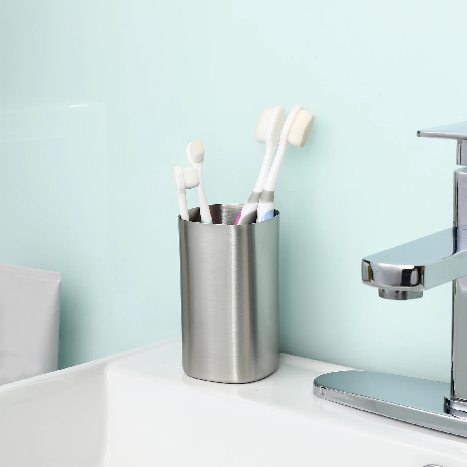 

Stainless Steel Cup Lightweight Polished Home Use Water Toothbrush Mug Reusable Metal Drinking Glass