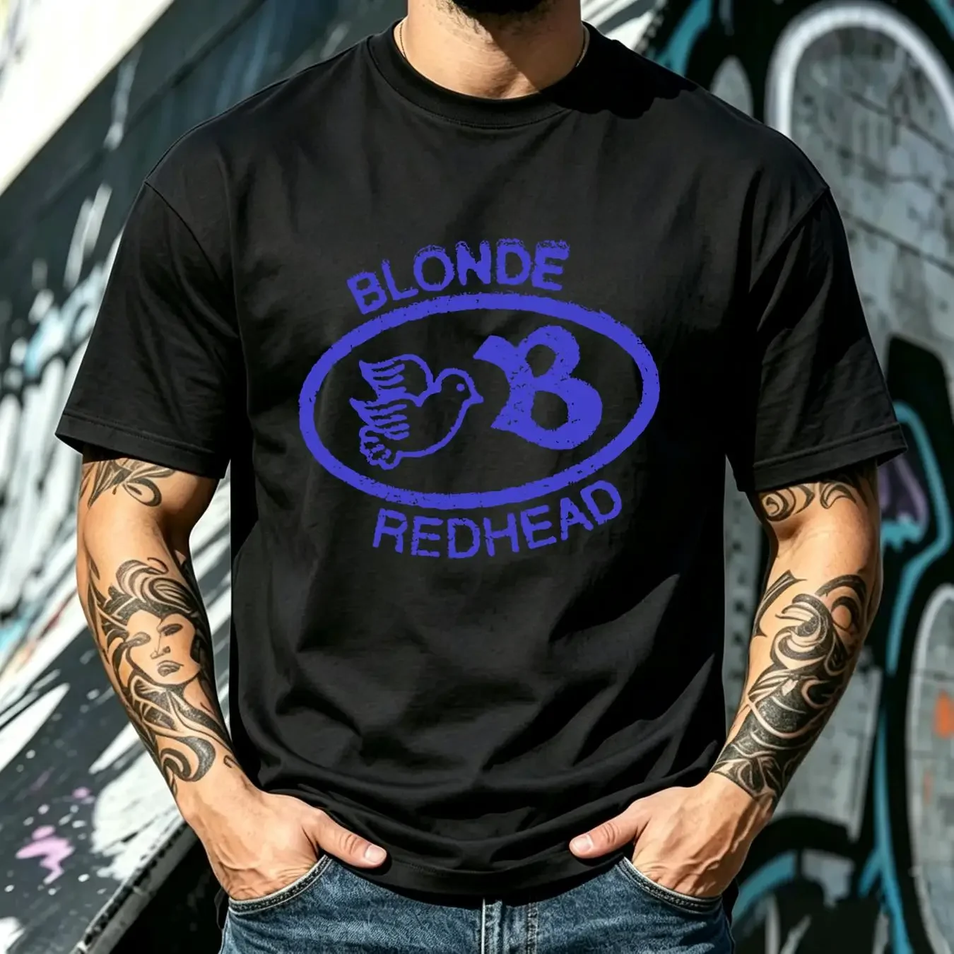 washed T Shirt Blonde Redhead Band Logo Tour Rock Music long or short sleeves vintage Washed Breathable graphic Comfortable