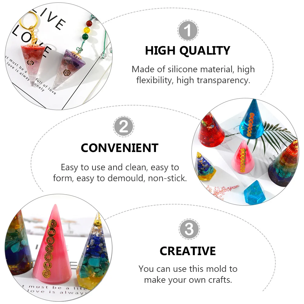 

3 pcs Silicone Ring Pendants Mold Diy Cone Shaped Jewelry Craft, Handmade Hanging Ornaments Making Tool, Crystal Epoxy Resin