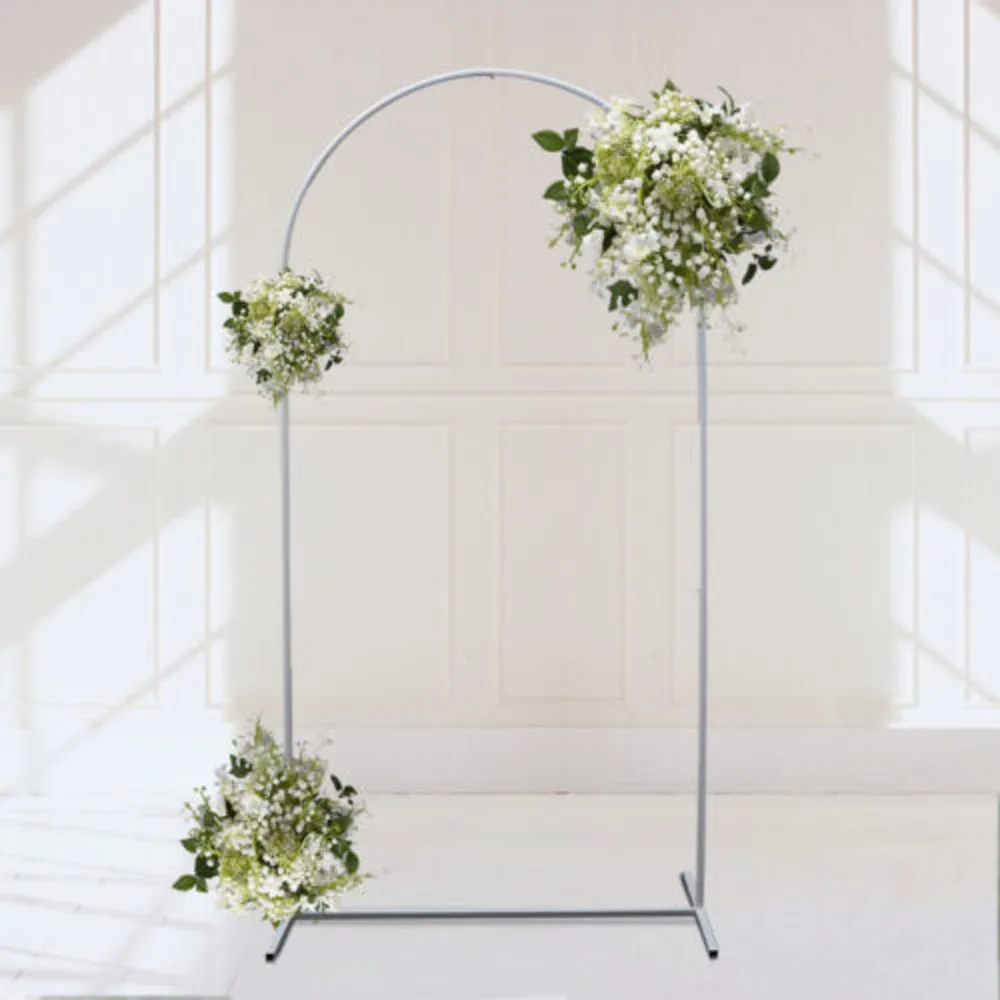 Bymaocar White Iron Wedding Arch Metal Backdrop Stand Balloon Flower Backdrop For Wedding, Birthday Party, Garden Decoration