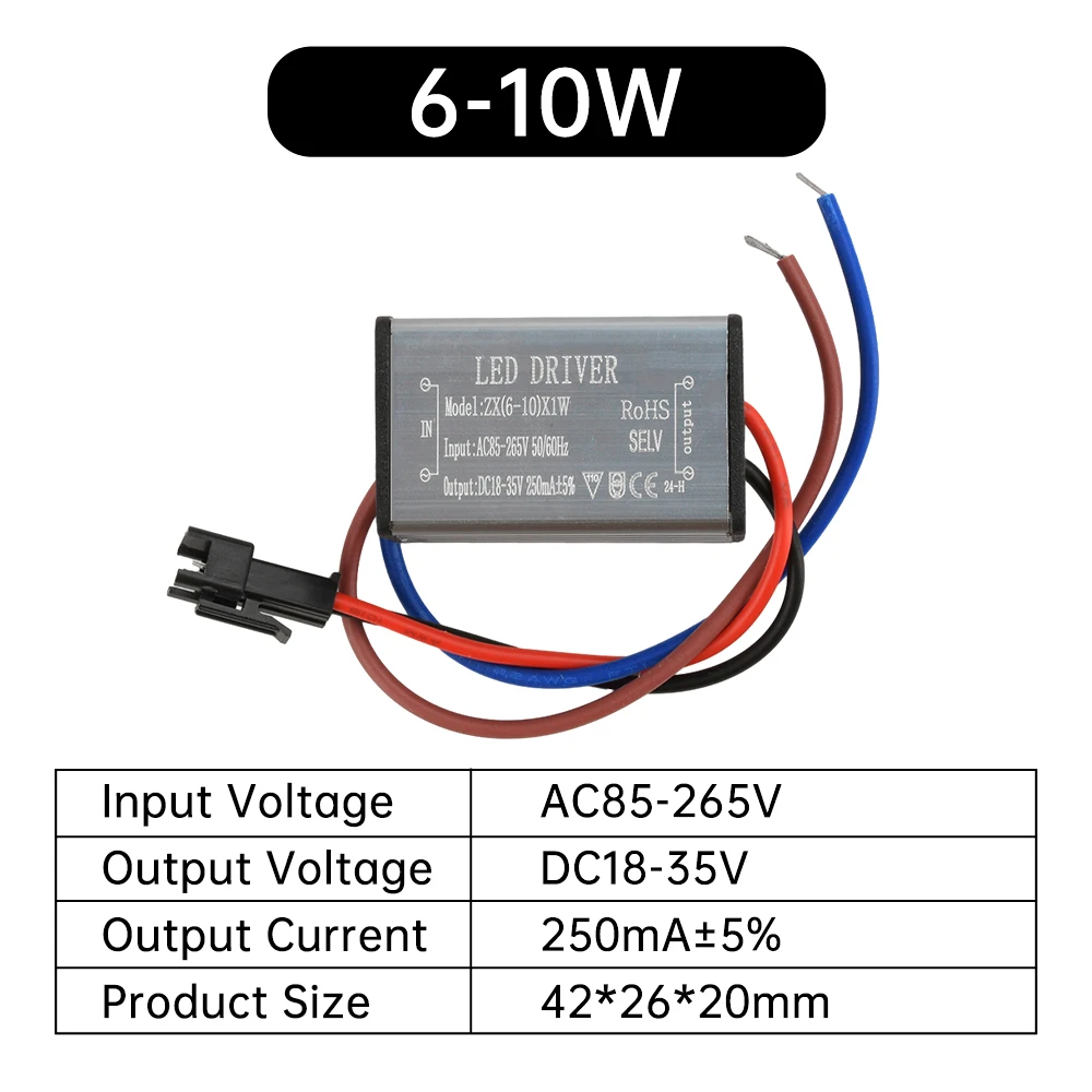 1-24W LED Driver Lighting Transformers AC85V-265V to DC3-80V Power Supply Adapter for Flood Light Spotlight