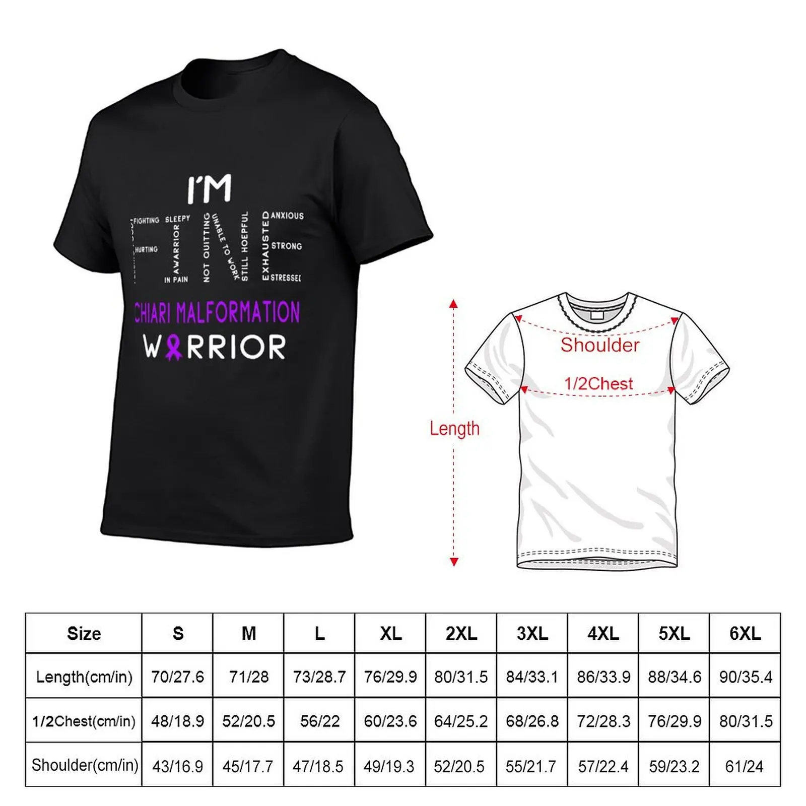 I'm Chiari Malformation Warrior - I'm FINE T-Shirt summer clothes plain men clothing