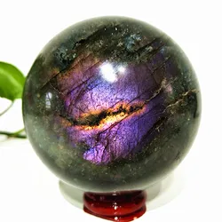 Natural Labradorite Yellow Crystal Ball Biue Stone Sparkling Ornaments Room Decoration Home Witchcraft Spiritual Healing