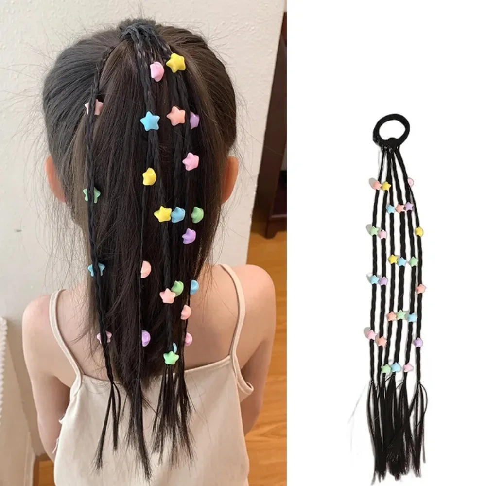 1PC Girls Pentagram Flower Wigs Ponytail Headbands Rubber Bands Hair Bands Headwear Kids Hair Accessories Lovely Hair Ornament image 4