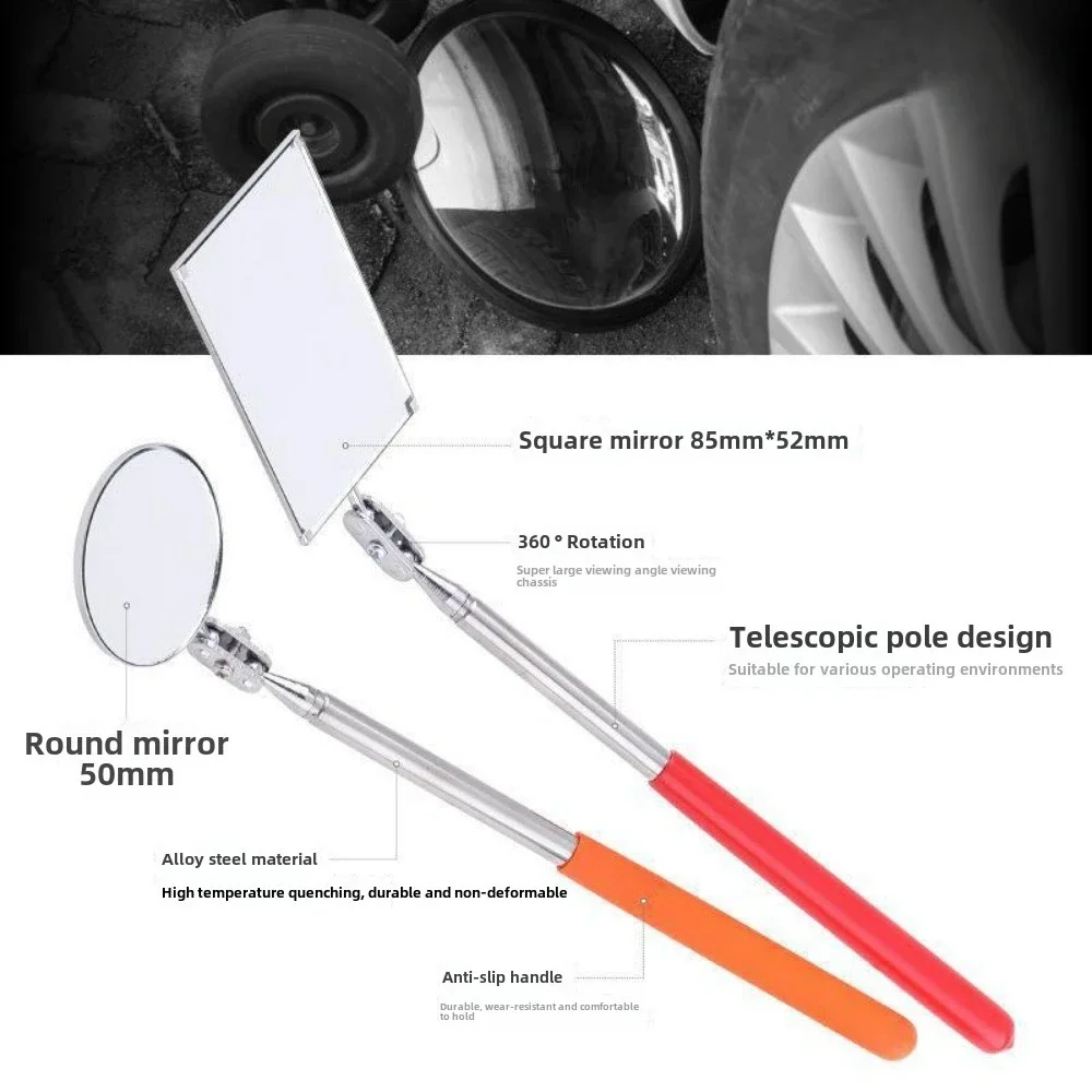 

Car Accessories 360° Inspection Mirror LED Light Telescoping Inspection Mirror Telescopic Handle Repairing Mechanic Tools