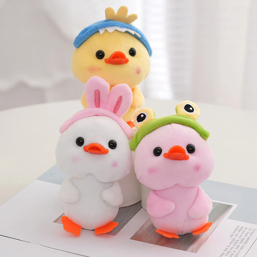 Cute Little Duck Doll Plush Toy with Hat - Transforming Plush Pendants for Kids' Backpacks