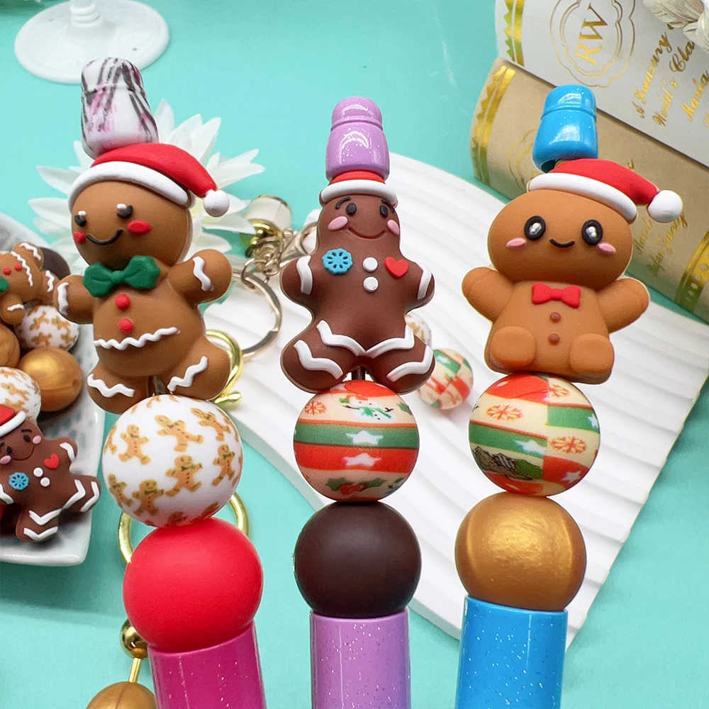 25/43/50PCS 3D Weihnachten Lebkuchenmann Silikonperlen Set, perfekt für DIY Schlüsselanhänger, Halsketten, Armbänder und andere Bastelarbeiten – Detail 5