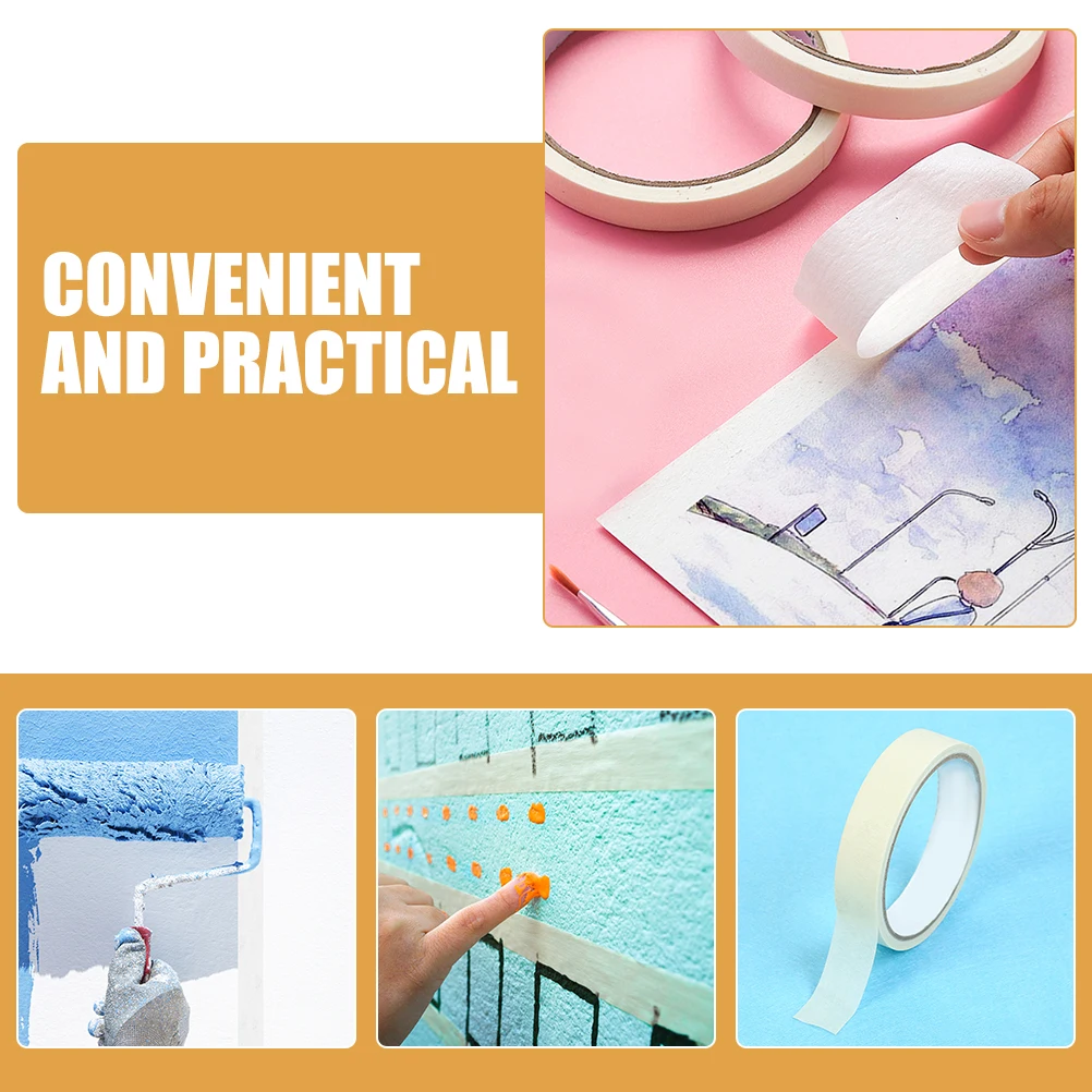 

5 Rolls Adhesive Masking Tape Paper Tearable Multi-Functional for Painting Decorating DIY Art Masking Tape