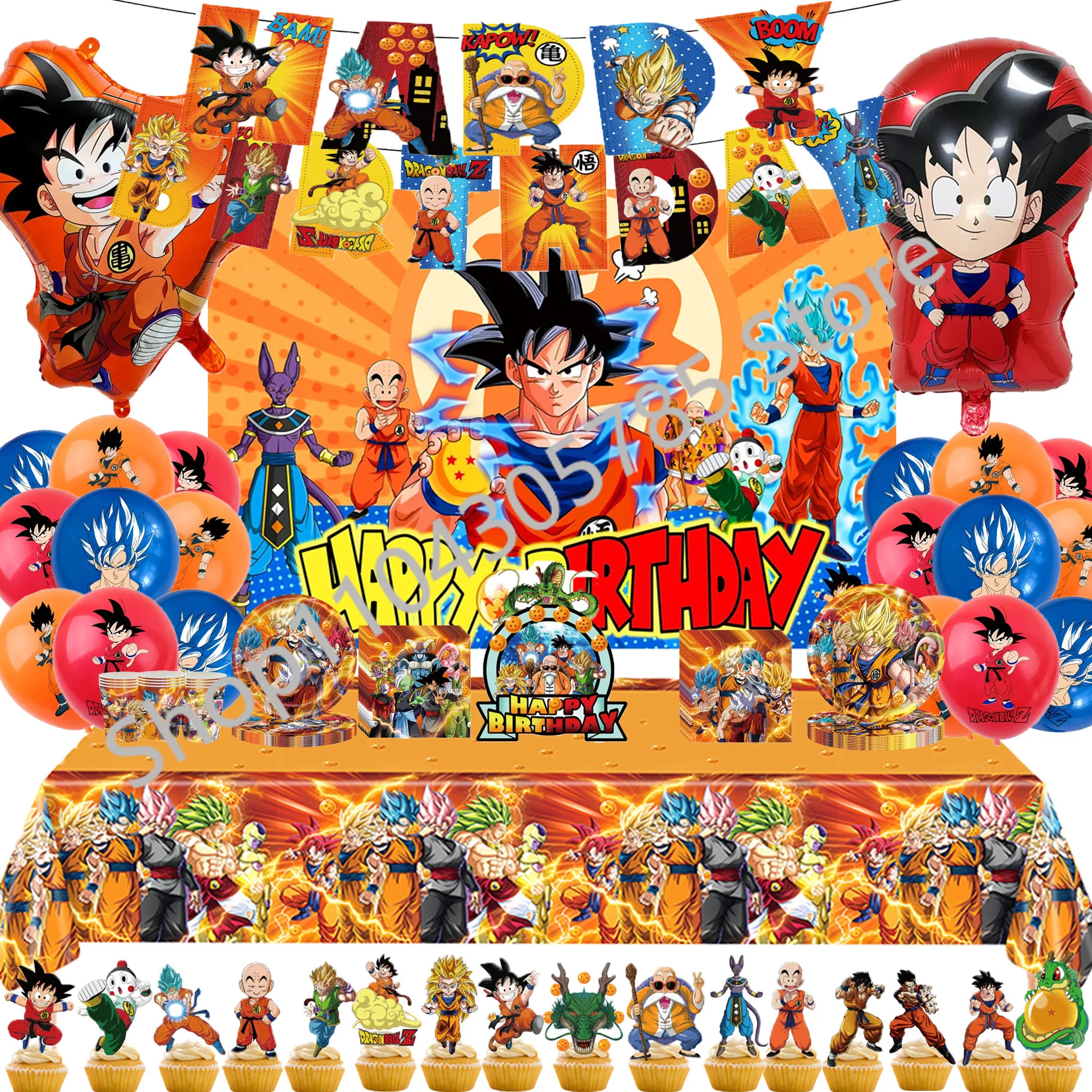 Dragon ball decoração de aniversário festa kit utensílios de mesa tema do bebê balões copo pratos pano de fundo banner feliz aniversário deco suprimentos