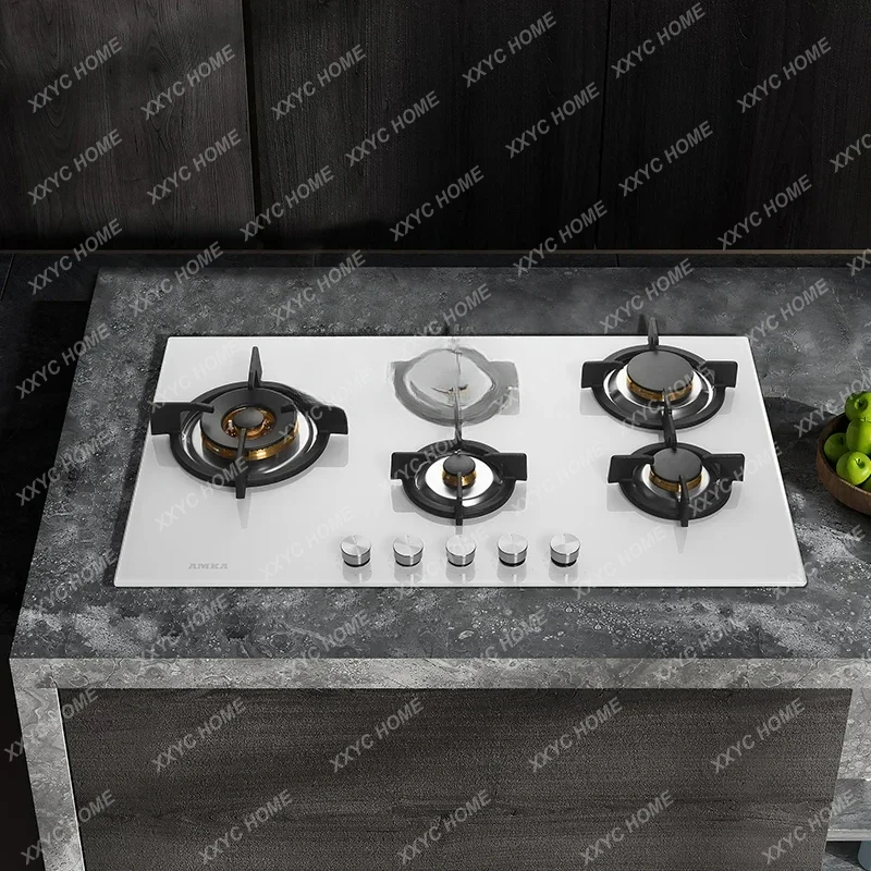 Embedded five-eye gas stove Household European white five-eye multi-head five-hole natural gas stove Embedded stove