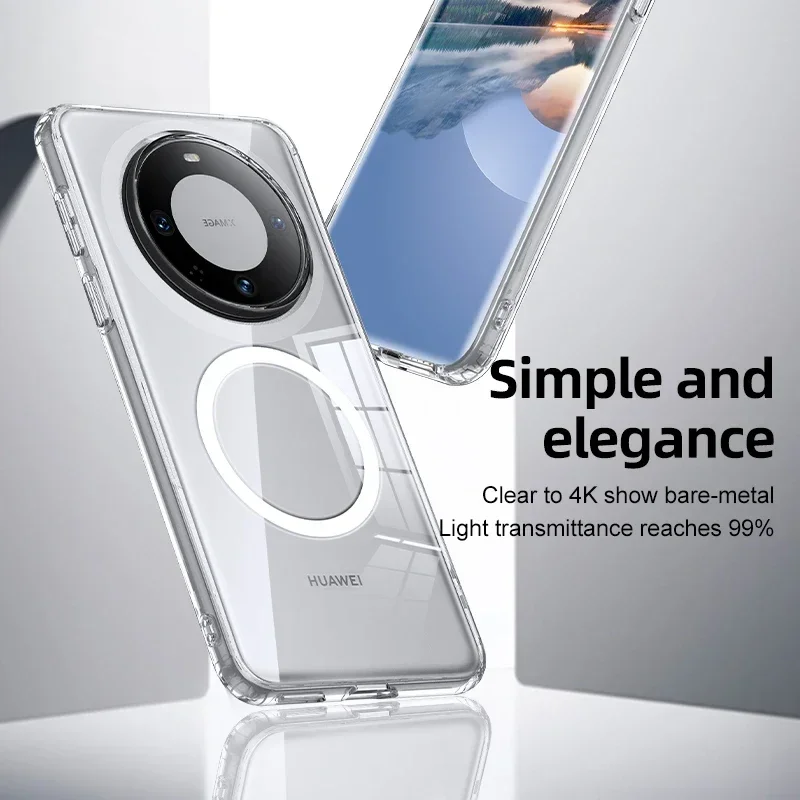 Magnetic Cases For Huawei Mate 70 RS 60 Pro Wireless Charging Transparent Protection Cover Shockproof Matte Phone Case